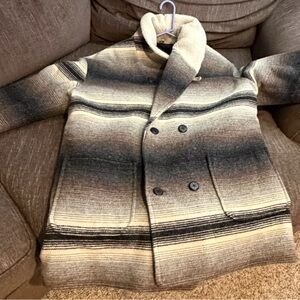 Woolrich Men’s Medium Wool Blanket Ranch Coat Sherpa Collar Made USA